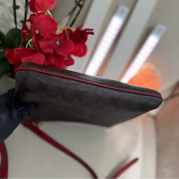 🌼 COACH 🌺 Rowan File Bag Signature Brown and Red Crossbody leather strap - Picture 11 of 16